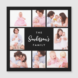 8 secties familiefoto in zwarte lijst