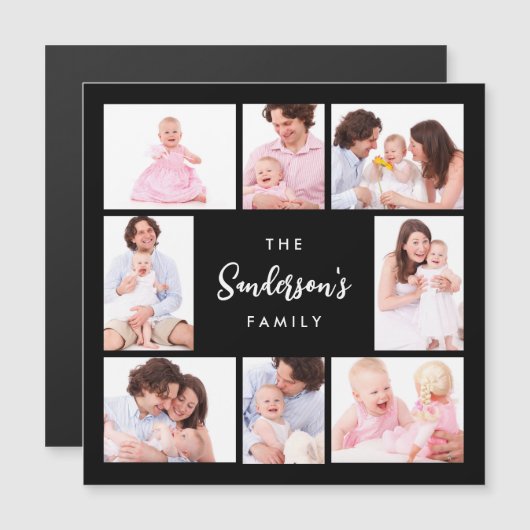 8 Sections Family Photo in Black Frame (Voorkant / Achterkant)