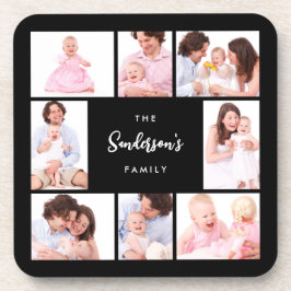 8 Sections Family Photo in Black Frame Bier Onderzetter
