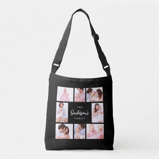 8 Sections Family Photo in Black Frame Crossbody Tas (Voorkant)