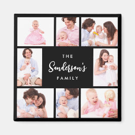 8 Sections Family Photo in Black Frame Magneet