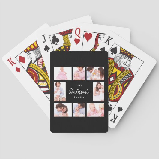 8 Sections Family Photo in Black Frame Pokerkaarten (Achterkant)