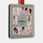 8 Sections Family Photo in Gray Frame Metalen Ornament (Rechts)