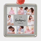 8 Sections Family Photo in Gray Frame Metalen Ornament (Voorkant)