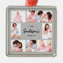 8 Sections Family Photo in Gray Frame Metalen Ornament