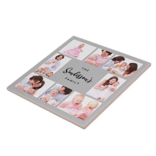 8 Sections Family Photo in Gray Frame Tegeltje (Zijkant)