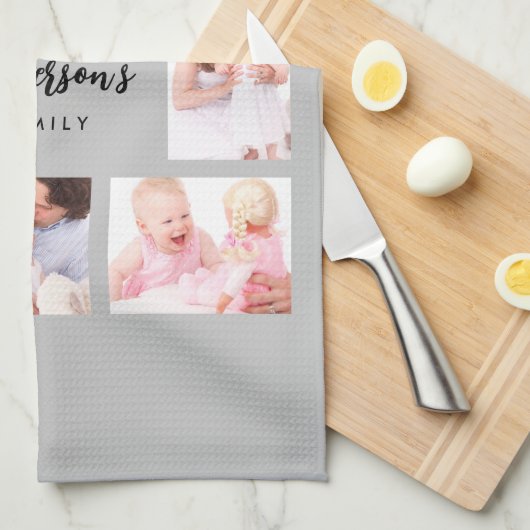 8 Sections Family Photo in Gray Frame Theedoek (Quarter Fold)