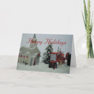 8 speelgoedtractoren bij Kerstmis Feestdagen Kaart