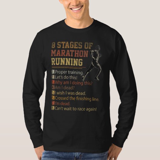 8 stadia van marathon met een landoverschrijdende  t-shirt (Voorkant)