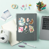 8 stks  botanische bloemvlinders contour sticker (iPad Cover)
