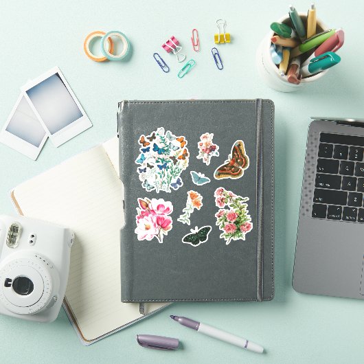 8 stks  botanische bloemvlinders contour sticker (iPad Cover)