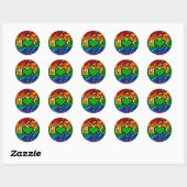 8-streep Regenboog Pride Krabbel Ronde Sticker (Vel)