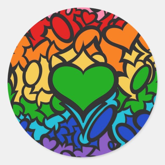 8-streep Regenboog Pride Krabbel Ronde Sticker (Voorkant)