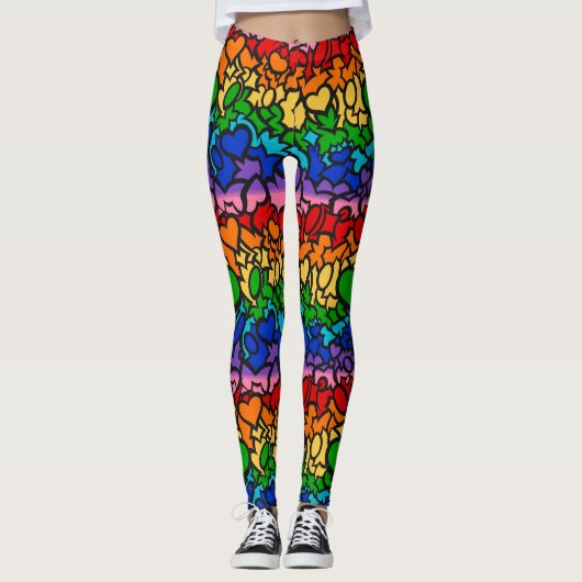 8-streep Regenboog Pride Squiggle Leggings (Voorkant)