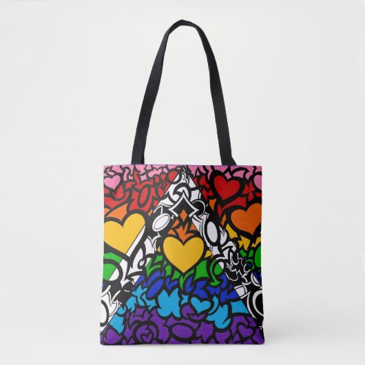 8-streep Regenboog Queer Ally Pride Krabbel Tote Bag (Voorkant)