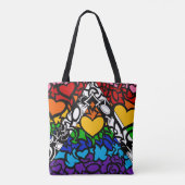 8-streep Regenboog Queer Ally Pride Krabbel Tote Bag (Achterkant)