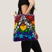 8-streep Regenboog Queer Ally Pride Krabbel Tote Bag (Dichtbij)