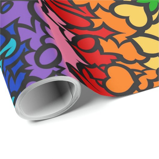 8-Stripe Rainbow Pride Squiggle Cadeaupapier (Rol Hoek)