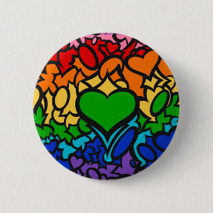 8-Stripe Rainbow Pride Squiggle Ronde Button 5,7 Cm