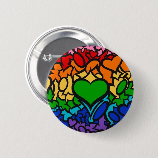 8-Stripe Rainbow Pride Squiggle Ronde Button 5,7 Cm (Voorkant /achterkant)