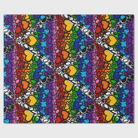 8-Stripe Rainbow Queer Ally Pride Squiggle Cadeaupapier (Vlak)