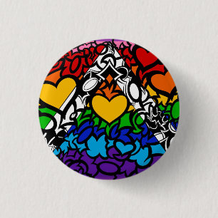 8-Stripe Rainbow Queer Ally Pride Squiggle Ronde Button 3,2 Cm