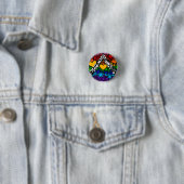 8-Stripe Rainbow Queer Ally Pride Squiggle Ronde Button 3,2 Cm (In situ)