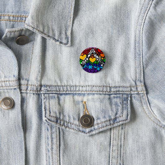 8-Stripe Rainbow Queer Ally Pride Squiggle Ronde Button 3,2 Cm (In situ)