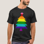 8 Stripes LGBT Pride Flag Regenboogkerstboom T-shirt (Voorkant)