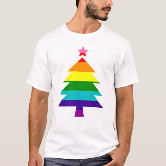 8 Stripes LGBT Pride Flag Regenboogkerstboom T T-shirt (Voorkant)