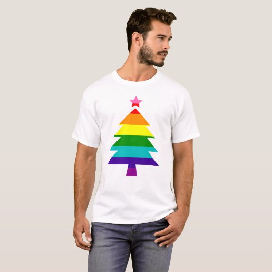 8 Stripes LGBT Pride Flag Regenboogkerstboom T T-shirt (Voorkant volledig)