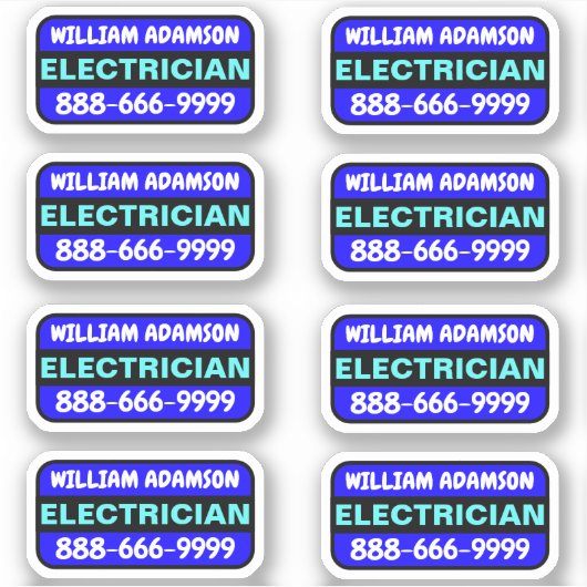 8 stuks elektricien naam & telefoonnummer - promot sticker (Voorkant)