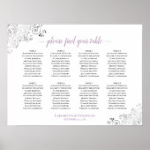 8 Tabel Lacy Lavender Wedding Seding Chart White Poster (Voorkant)