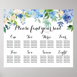 8 Tabel Zitkool - Blauwe Florals en Hydrangea Poster