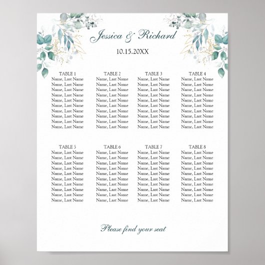 8 Tabellen Poster (Voorkant)