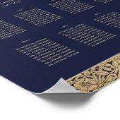 8 Tables Navy Blue Wedding Seding Chart Gold Roos Poster (Hoek)