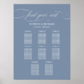 8 Tables Wedding Seding Chart Board Dusty Blue Poster (Voorkant)
