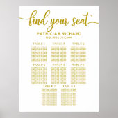 8 Tables Wedding Seding Chart Gold Calligrafie Poster (Voorkant)
