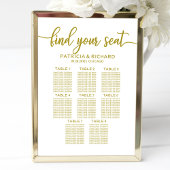 8 Tables Wedding Seding Chart Gold Calligrafie Poster