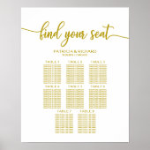 8 Tables Wedding Seding Chart Gold Calligrafie Poster (Voorkant)