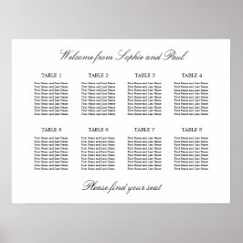8 Tafel Elegante Minimalistische Zitplaatsindeling Poster