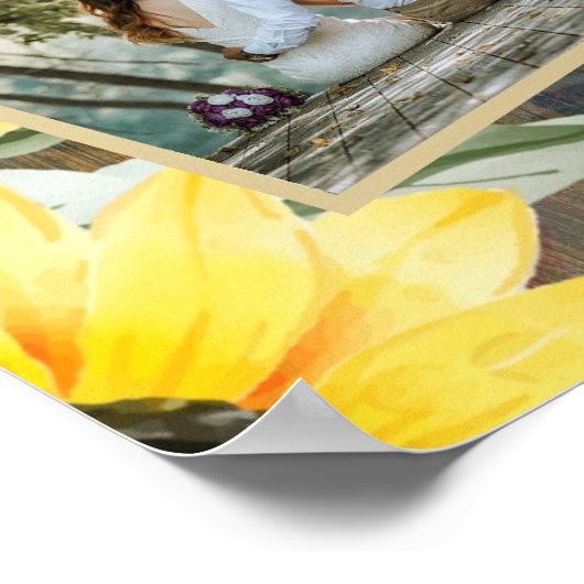 8 Tafel Landelijk Hout ZONNEBLOEMEN FOTO ZITTING Poster (Hoek)