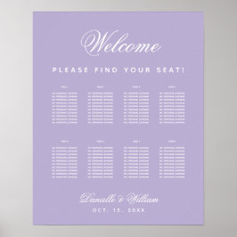 8 Tafel Lavendel Paarse Huwelijks Zitplaatskaart Poster