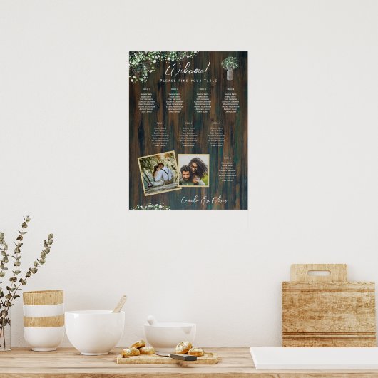 8 Tafel Rustic Hout Gypsophila FOTO STOEL Schuim Poster (Keuken)