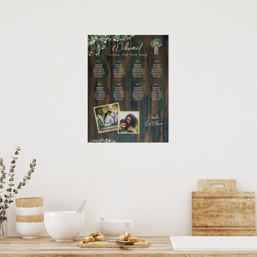 8 Tafel Rustiek Hout Gypsophila FOTO ZITTING Poster (Keuken)
