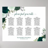 8 Tafel Smaragd Groen Bloemen Bruiloft Zitkaarten Poster (Voorkant)