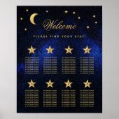 8 Tafelblauwe gouden hemelbruine bruiloft Poster (Voorkant)