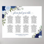 8 Tafelblauwe Rozen Verleggende wedijverkaart Poster (Voorkant)