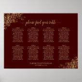 8 Tafelbruiloft Grafiek Gold Frills Auburn Poster (Voorkant)