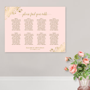 8 Tafelbruinzittenden Schema Blush Pink & Gold Poster